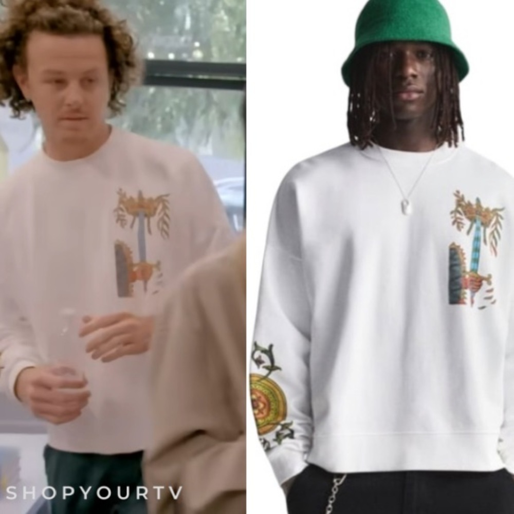 Zara White Sweatshirt with Colorful Graphic